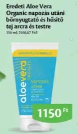 Eredeti Aloe Vera Organic napozás utáni börnyugtató és hűsítő tej arcra és testre 150 ml