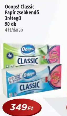 Ooops! Classic Papír zsebkendő 3rétegű 90 db
