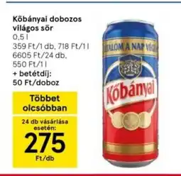 Tesco Kőbányai dobozos világos sör 0,5l ajánlat