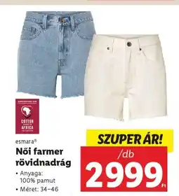 Lidl EsmaraⓇ Női farmer rövidnadrág 1db ajánlat