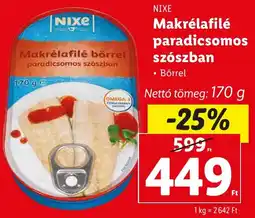 Lidl NIXE Makrélafilé paradicsomos szószban 170g ajánlat