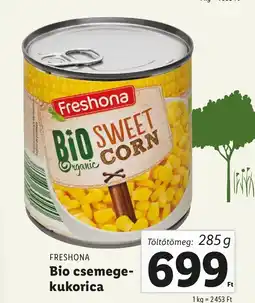 Lidl FRESHONA Bio csemege- kukorica 285g ajánlat