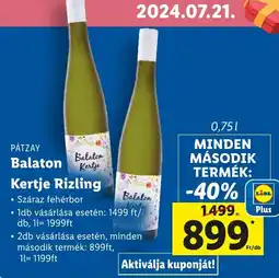 Lidl PÁTZAY Balaton Kertje Rizling 0,75 l ajánlat