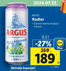 Lidl ARGUS Radler 0,5 l ajánlat
