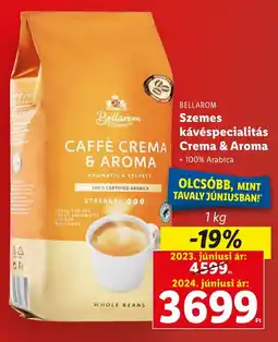 Lidl BELLAROM Szemes kávéspecialitás Crema & Aroma 1kg ajánlat