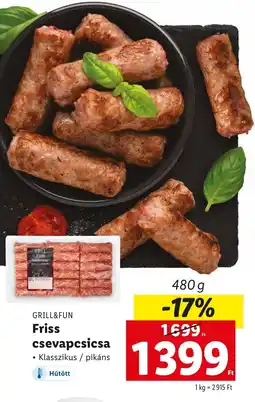 Lidl GRILL&FUN Friss csevapcsicsa 480g ajánlat