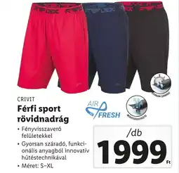 Lidl CRIVIT Férfi sport rövidnadrág ajánlat