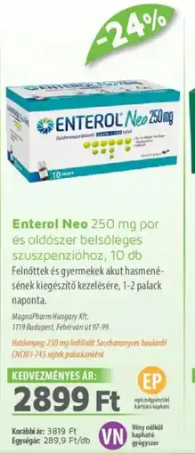 Alma Gyógyszertárak ENTEROL Neo 10db ajánlat