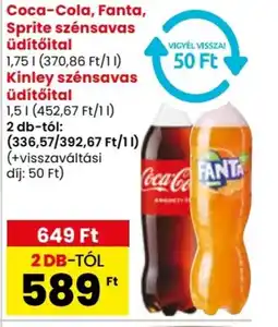 Spar Coca-Cola, Fanta, Sprite szénsavas üdítőital 1,75l ajánlat