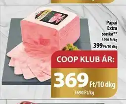 Coop Pápai Extra sonka 10dkg ajánlat