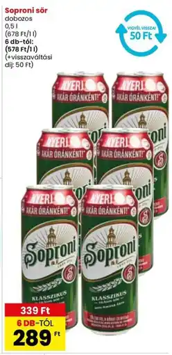 Spar Soproni sör 0,5 l ajánlat