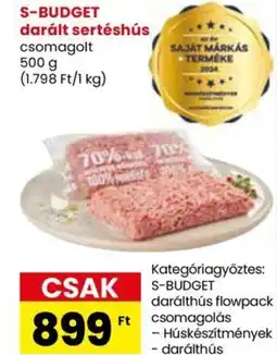 Spar S-BUDGET darált sertéshús 500g ajánlat
