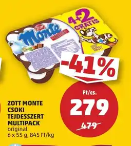 PENNY ZOTT MONTE CSOKI TEJDESSZERT MULTIPACK 6x55g ajánlat