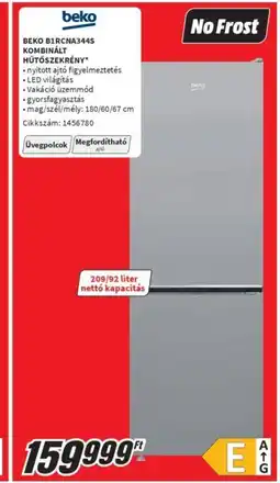 Media Markt BEKO B1RCNA3445 KOMBINÁLT HŰTŐSZEKRÉNY ajánlat