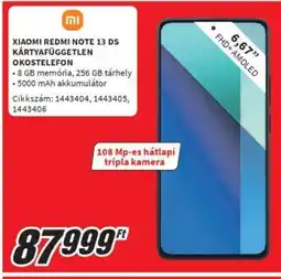 XIAOMI REDMI NOTE 13 DS KÁRTYAFÜGGETLEN OKOSTELEFON