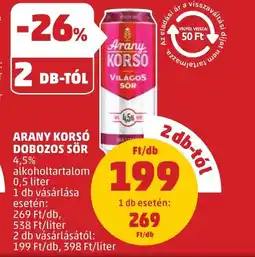 PENNY ARANY KORSÓ DOBOZOS SÖR 0,5l ajánlat