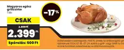 Spar Magyaros egész grillcsirke 1db ajánlat
