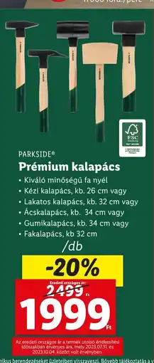 Lidl PARKSIDE® Prémium kalapács 1db ajánlat