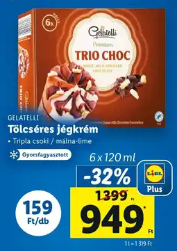Lidl GELATELLI Tölcséres jégkrém 6x120ml ajánlat