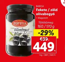 Lidl BARESA Fekete / zöld olívabogyó 160/170g ajánlat