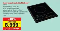 Esperanza indukciós főzőlap 1db