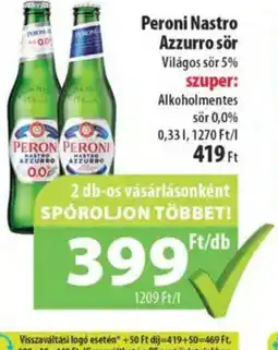 Coop Peroni Nastro Azzurro sör 0,33 l ajánlat