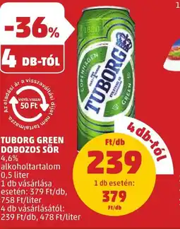 PENNY Tuborg Green dobozos sör 0,5 liter ajánlat