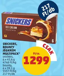 PENNY Snickers, Bounty jégkrém multipack ajánlat