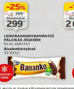 Auchan Ledo Bananko banán ízű pálcikás jégkrém 85 ml ajánlat