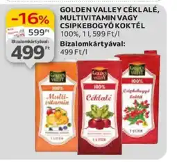 Auchan GOLDEN VALLEY CÉKLALÉ, MULTIVITAMIN VAGY CSIPKEBOGYÓKOKTÉL 1l ajánlat
