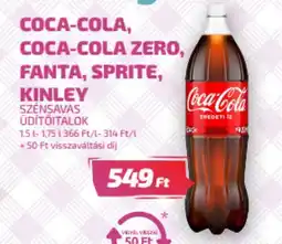 COCA-COLA ZERO, FANTA, SPRITE, KINLEY 1,5l-1,75l
