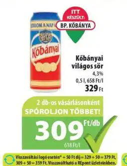 Coop Kőbányai világos sör 0,5l ajánlat
