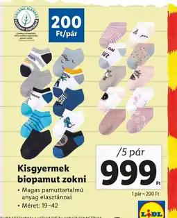 Lidl Kisgyermek biopamut zokni /5 pár ajánlat