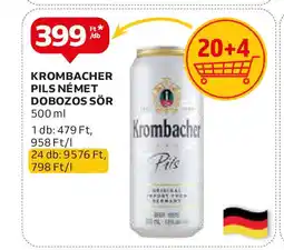 Auchan KROMBACHER PILS NÉMET DOBOZOS SÖR 500ml ajánlat