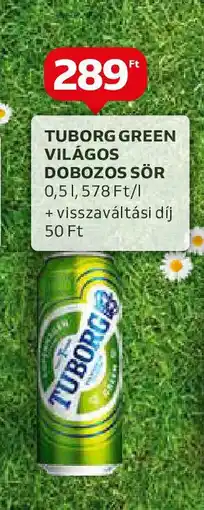 Auchan TUBORG GREEN VILÁGOS DOBOZOS SÖR 0,5l ajánlat
