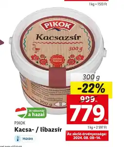 Lidl PIKOK Kacsa-libazsír 300g ajánlat
