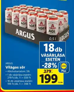 Lidl ARGUS Világos sör 0,5l ajánlat