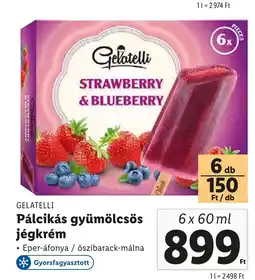 Lidl GELATELLI Pálcikás gyümölcsös jegkrem 6 x 60 ml ajánlat