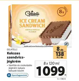 Lidl GELATELLI Kekszes szendvics- jégkrém 8x120ml ajánlat
