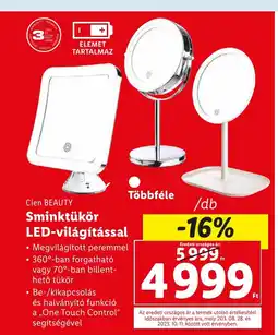 Lidl Cien BEAUTY Sminktükör LED-világítással 1db ajánlat