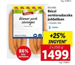 Lidl DULANO Bécsi sertésrudacska juhbélben 2x250g ajánlat
