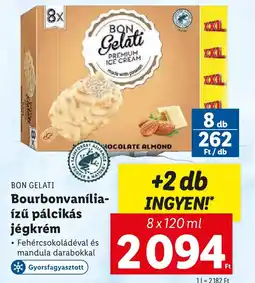 Lidl BON GELATI Bourbonvanília- ízű pálcikás jégkrém 8x120 ml ajánlat