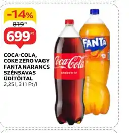 Auchan COCA-COLA, COKE ZERO VAGY FANTA NARANCS SZÉNSAVAS ÜDÍTŐITAL 2,25l ajánlat