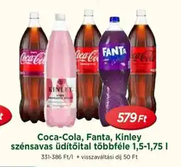 Real Coca-Cola, Fanta, Kinley szénsavas üdítőital többféle 1,5-1,75l ajánlat