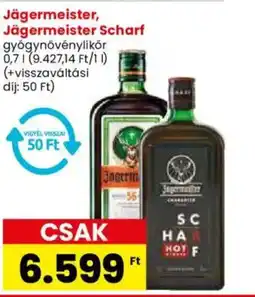 Spar Market Jägermeister, Jägermeister Scharf gyógynövénylikör 0,71l ajánlat
