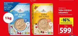 Lidl CROWNFIELD Teljes kiőrlésű zabpehely 1kg ajánlat