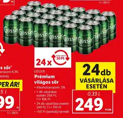 Lidl GÖSSER Prémium világos sör 0,33l ajánlat