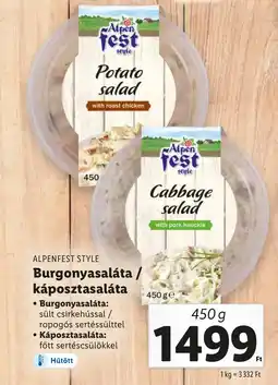 Lidl ALPENFEST STYLE Burgonyasaláta / káposztasaláta 450g ajánlat