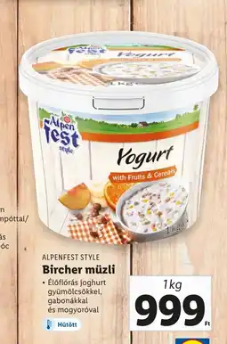 Lidl ALPENFEST STYLE Bircher müzli 1kg ajánlat
