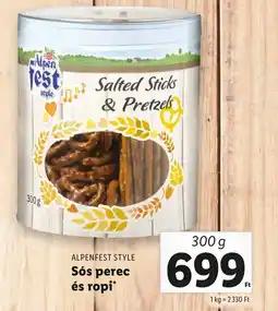 Lidl ALPENFEST STYLE Sós perec és ropi 300g ajánlat